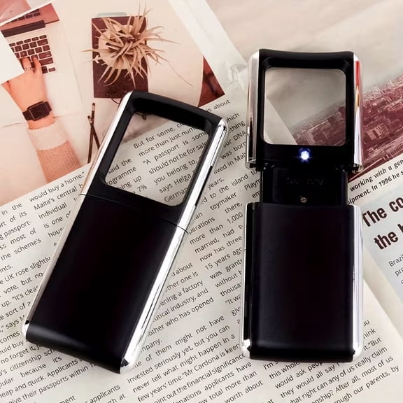 1pc Portable LED Magnifier Mini Night Light Lighting Jeweler Microscope Newspaper Book Reading Magnifier
