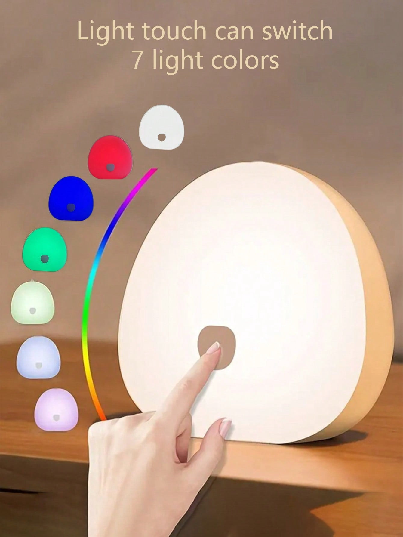 1pc Portable Rechargeable Bedside Lamp For Children Baby Night Light Sleep Aid With Natural Sounds Touch Control Color Sleep Mode Dimmable Sleep Timer USB Charging