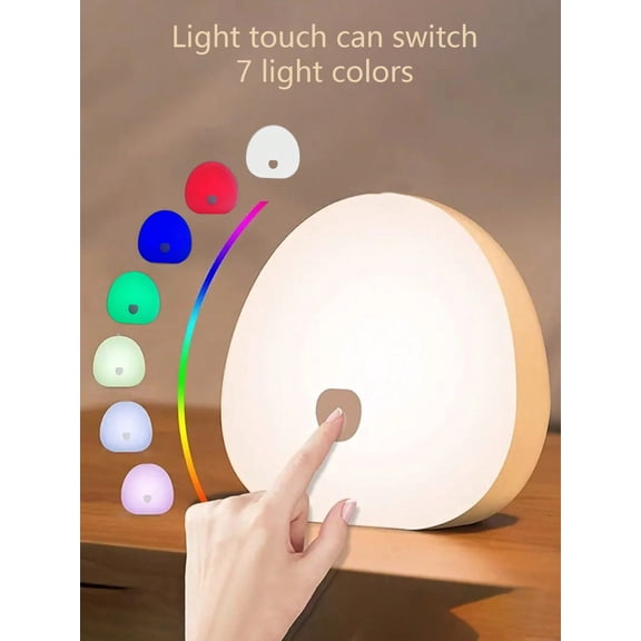 1pc Portable Rechargeable Bedside Lamp For Children Baby Night Light Sleep Aid With Natural Sounds Touch Control Color Sleep Mode Dimmable Sleep Timer USB Charging