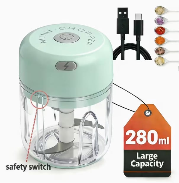 1pc Portable Rechargeable Mini Garlic Chopper - 9.47 oz Electric Food Processor for Spices, Vegetables, and Meat - Ideal for Dorms, Apartments, and Outdoor Picnics