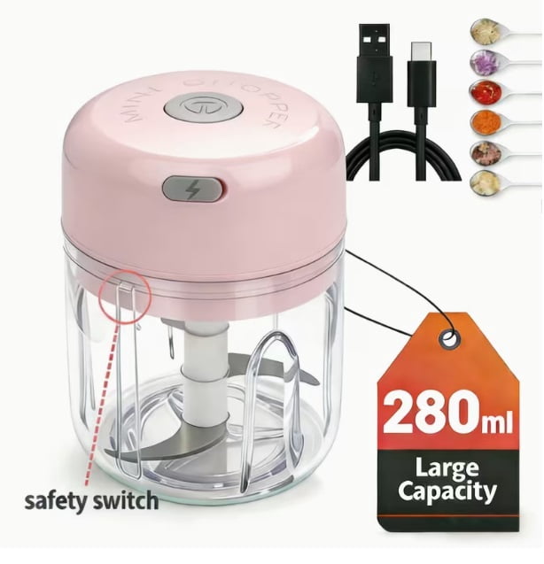 1pc Portable Rechargeable Mini Garlic Chopper - 9.47 oz Electric Food Processor for Spices, Vegetables, and Meat - Ideal for Dorms, Apartments, and Outdoor Picnics