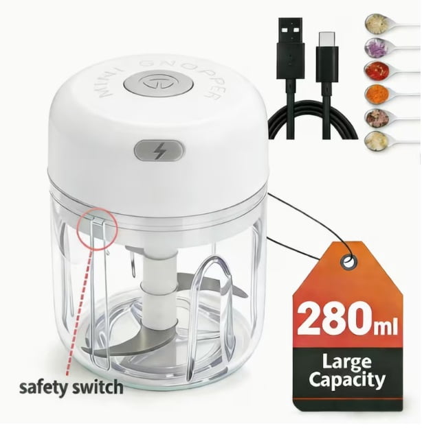 1pc Portable Rechargeable Mini Garlic Chopper - 9.47 oz Electric Food Processor for Spices, Vegetables, and Meat - Ideal for Dorms, Apartments, and Outdoor Picnics