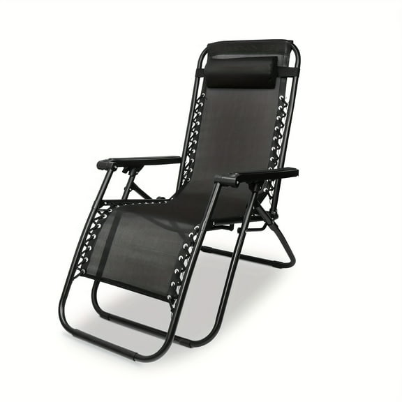 1pc Portable Recliner Chairs, Beach Camping Patio Outdoor with Adjustable Pillow for Poolside, Garden, Backyard, Lawn