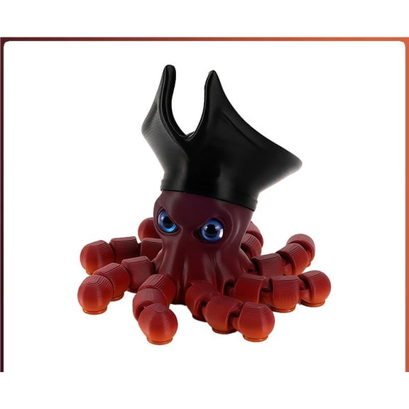 1pc Poseable 3D Printed Pirate Octopus With Moving Joints, Funky Desktop Creative Room Decoration Gift Idea For Halloween