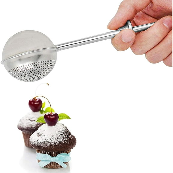 1pc Powdered Sugar Shaker Duster, Stainless Steel Flour Duster with Spring-operated Handle for Sugar Flour and Spices Baking Flour Dispenser