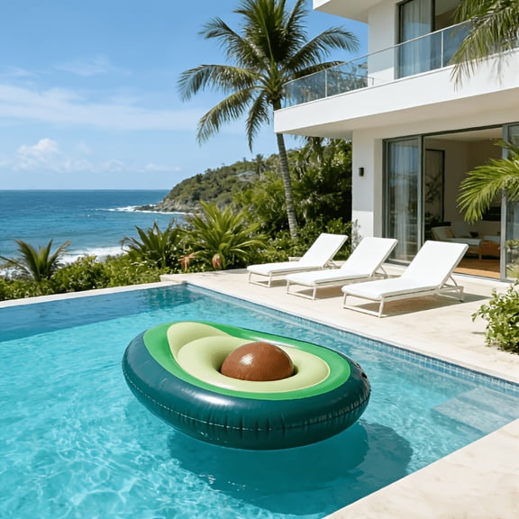 1pc Premium Avocado Inflatable Pool Float with Realistic Pit Design, Thick PVC Adult Luxury Water Lounge for Summer Pool Party Beach Outdoor Decoration