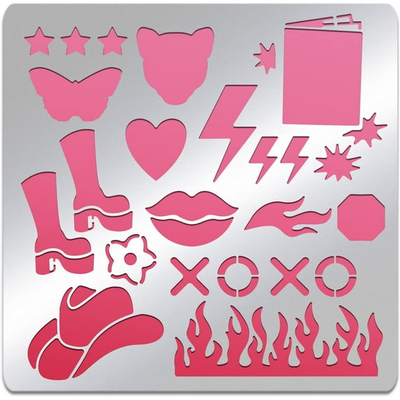 Preppy Metal StencilsBook Butterfly Hat Stainless Steel Stencils for Crafts and Painting On WoodFloorTileWallFurniture6x6 inch