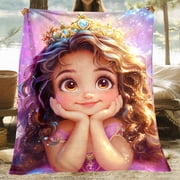 1pc Preppy Style Anime Princess HD Printed Flannel Throw Blanket - All-Season Knitted Polyester, Tear Resistant, Lightweight for Sofa, Bed, Travel, Camping - Unique Print Design Gift for Family & Fri