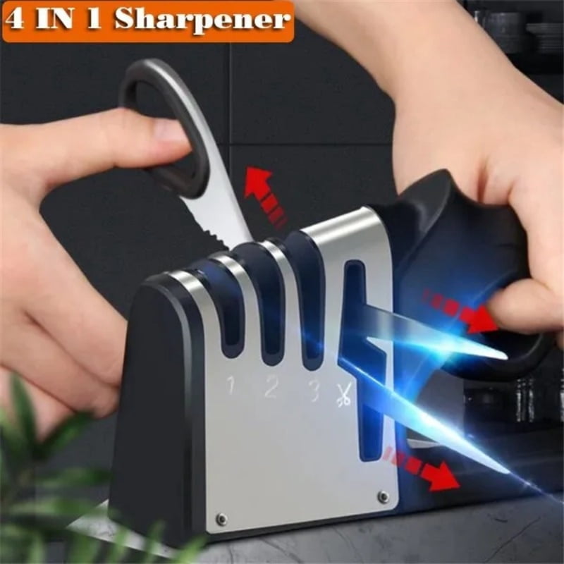 1pc Professional 4-in-1 Knife & Scissors Sharpener | Featuring Diamond Blades, Fast Sharpening, Sharp & Easy to Use, Suitable for Kitchen/Outdoor, Ideal Gift for Holidays/Birthdays, Non-Electric
