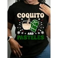 thumbnail image 1 of 1pc Puerto Rico Christmas T-Shirt - Coquito And Pasteles Print, Cotton Crew Neck, Casual All-Season Tee, High Stretch Knit Fabric, Regular Fit For Adults, 1 of 7