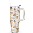 thumbnail image 1 of 1pc Pug 40oz Tumbler with Straw & Handle - Insulated Stainless Steel Cup | Holiday Gift for Man Women (Christmas, Valentine's, Birthday), 1 of 5