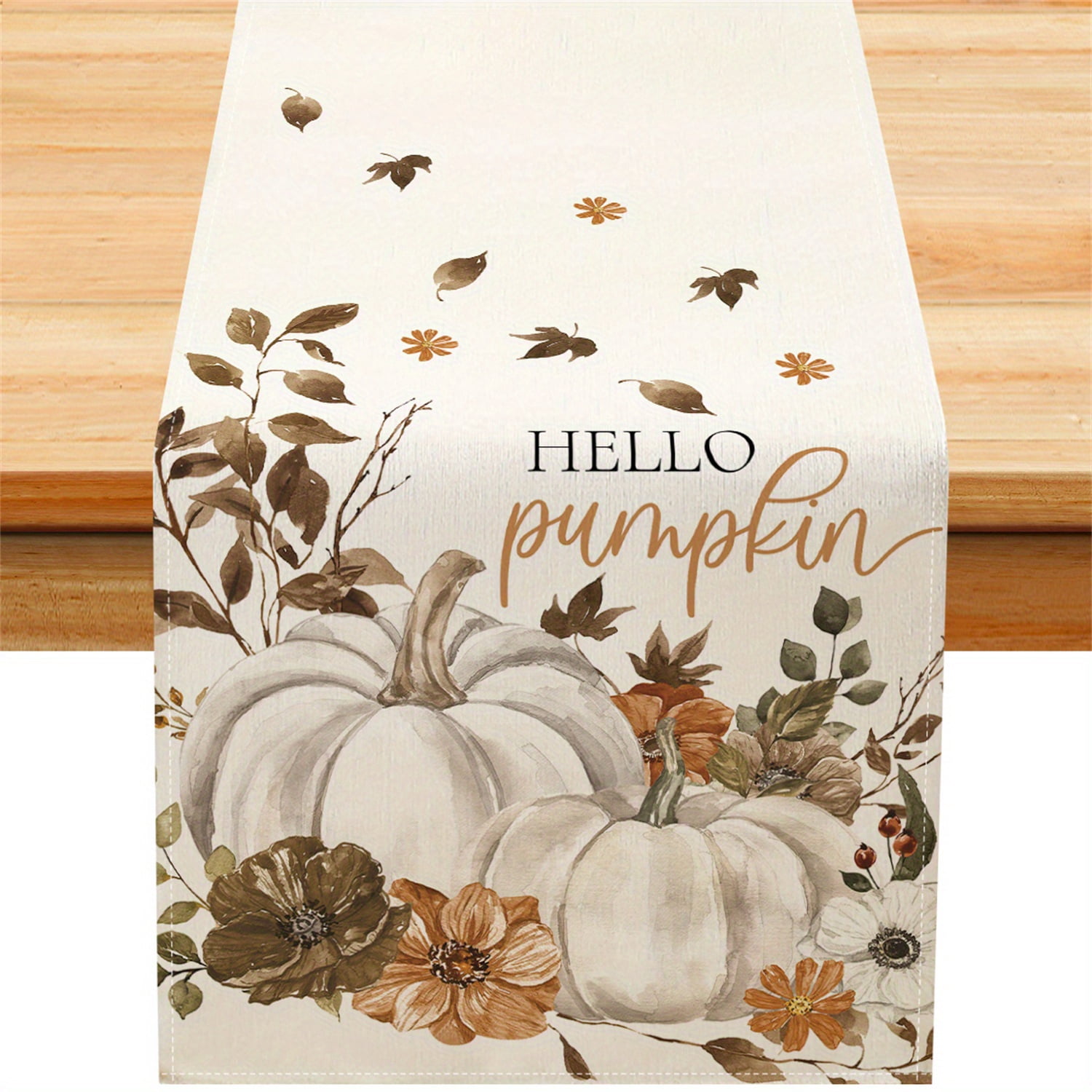 1pc Pumpkin Dried Leaves Fall Table Runner Farmhouse Fall Thanksgiving ...