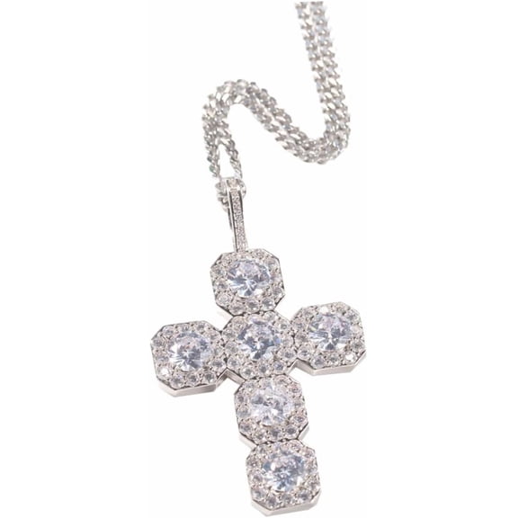 1pc Punk Style Best Cross Pendant Necklace Zircon Unisex Twisted Chain Fashion Jewelry for Men and Women Chic Accessory for Outfit[y012]