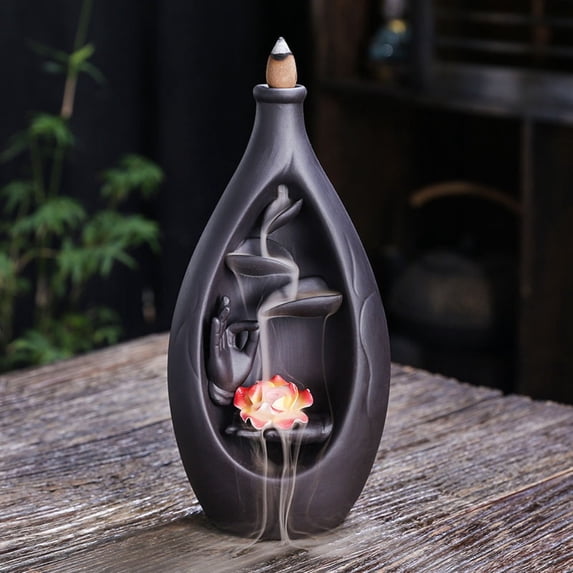 1pc Purple Clay Backflow Incense Burner, Yoga Meditation & Relaxation Home Decor (Without Incense)