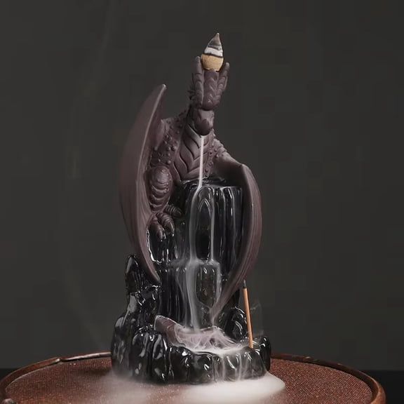 1pc Purple Clay Dragon Backflow Incense Burner, Pterosaur Home Decor (Without Incense)