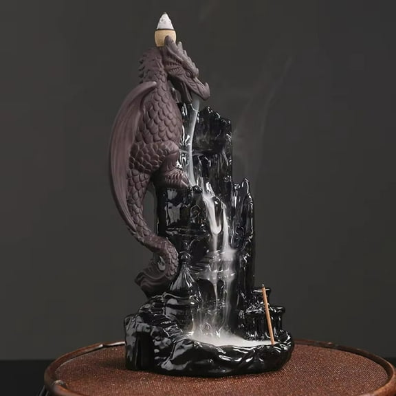 1pc Purple Clay Dragon Backflow Incense Burner, Pterosaur Home Decor (Without Incense)