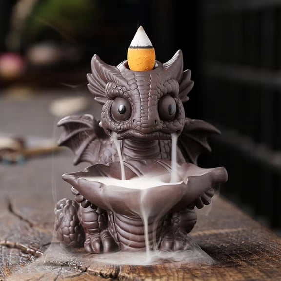 1pc Purple Clay Dragon Backflow Incense Burner, Waterfall Home Decor (Without Incense)