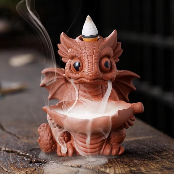 1pc Purple Clay Dragon Backflow Incense Burner, Waterfall Home Decor (Without Incense)
