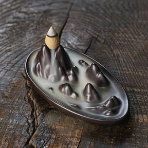 1pc Purple Clay Mountain Waterfall Backflow Incense Burner, Zen Home Decor (Without Incense)