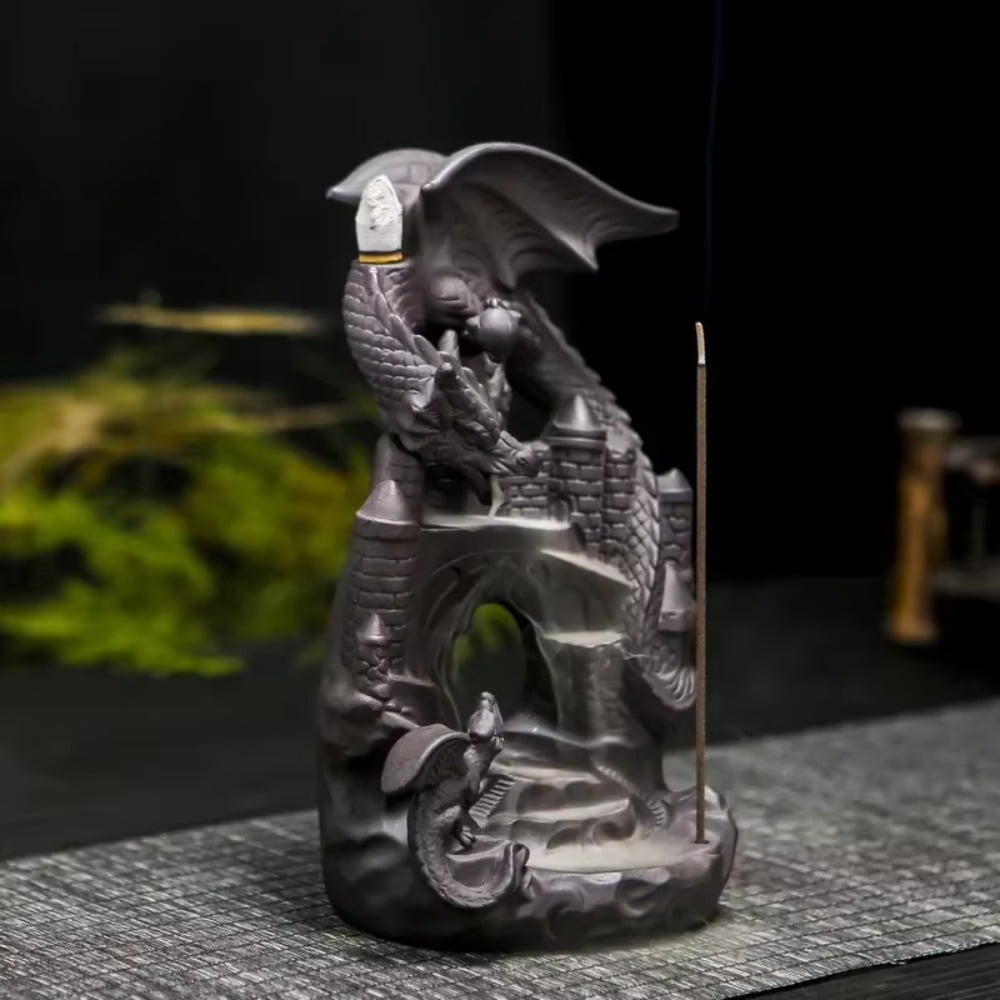 1pc Purple Clay Pterosaur Castle Backflow Incense Burner Incense Stick Holder Home Decor (Without Incense)