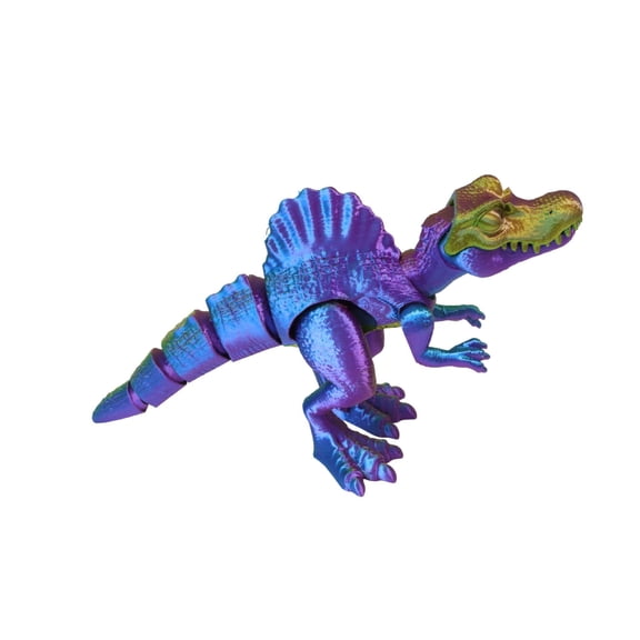 1pc Purple Gold Blue Size: 18*8*12cm 3D Printed Dinosaur Figurine, Fully Articulated Spinosaurus, Creative Gift, Triceratops