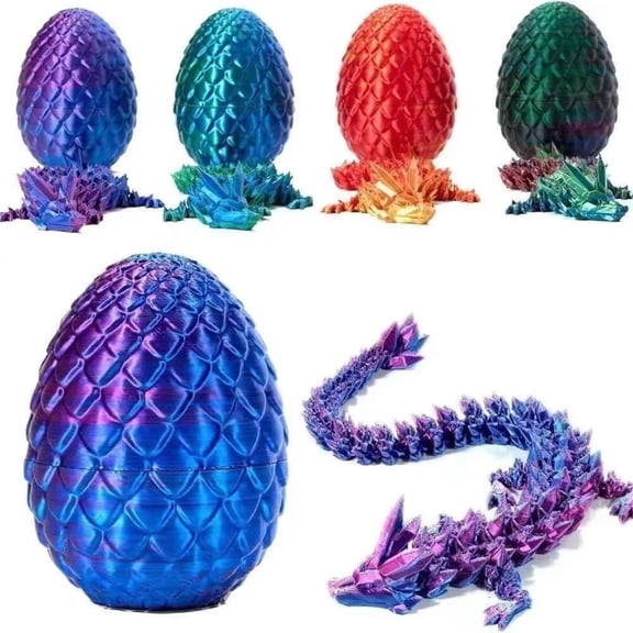 1pc Purple Size: 30cm 3D Printed Dragon Egg Crystal Dragon Home & Car Ornament Dragon Gift Set Figurine Gift
