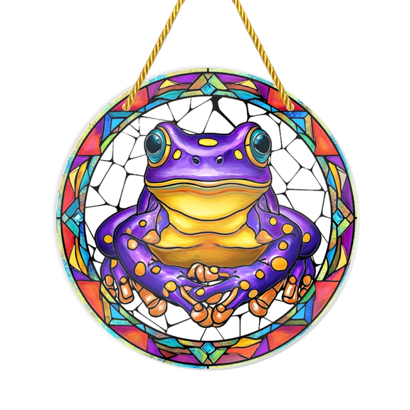 1pc a Purple Spotted Frog Suncatcher in a Bohemian Style, a Playful Decorative Item for Hanging in Windows And Entryways, Perfect As a Unique Gift for Fans of Exotic Pets Or Boho Aesthetics,
