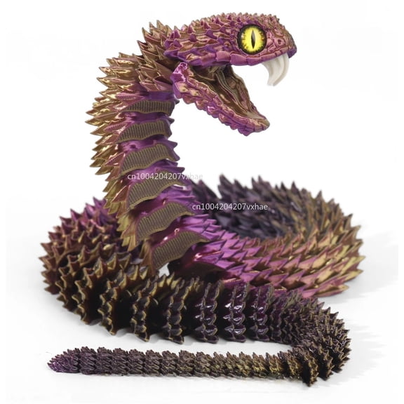 1pc Purple gold black 3D Printed Snake Teeth Retractable Figurines Animal Model Fidget Desktop Snake Collectibles Home Desk Decor
