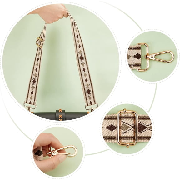 1pc Purse Strap Replacement Adjustable Crossbody Straps 80-130 cm Wide Shoulder Strap Handbag Guitar style Straps Multicolor Woven Camera Strap with Alloy Clasps Beige 1
