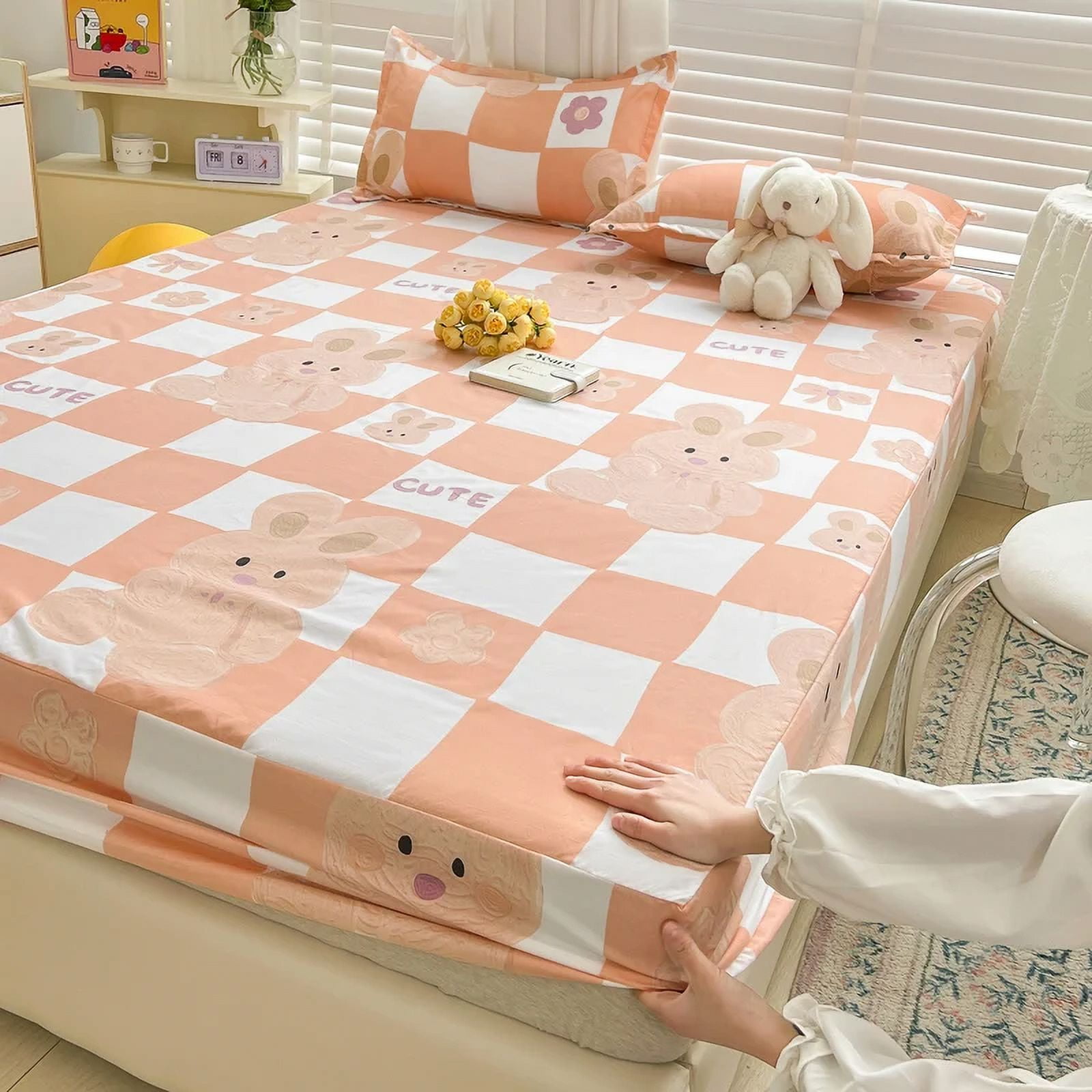 1pc Queen Bed sheets with Elastic Band Adjusted Bed Cover Queen/King