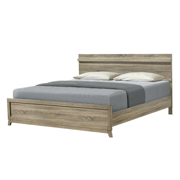 1pc Queen Size Bed Natural Wood Finish Well-crafted Bed Frame Modern Rustic Wooden Bedro