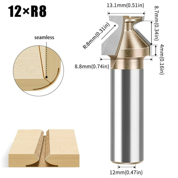 1pc R8 Arcs Bending Integrated Router Bit Gold Router Bit For Woodworking Milling Cutter Seamless Router Integrated Drill Bit