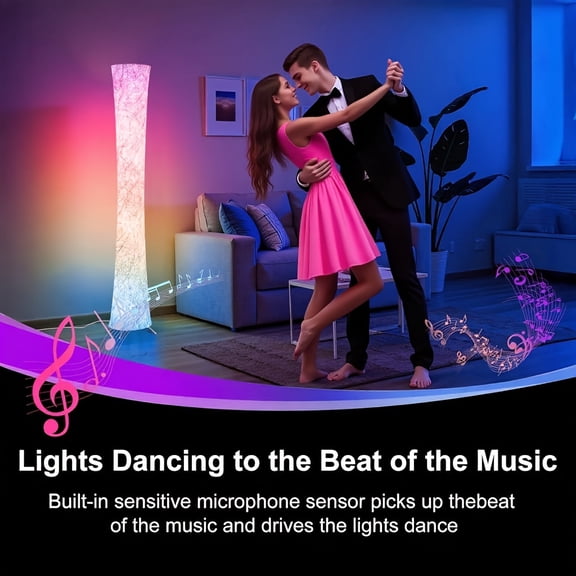 1pc RGB Floor Lamp, 61'' Dimmable Round Standing Lamps with Timer And Music Sync, APP & Remote Control, Modern LED Floor Lamp for Living Room, Bedroom, Gaming Room, Holiday Gifts