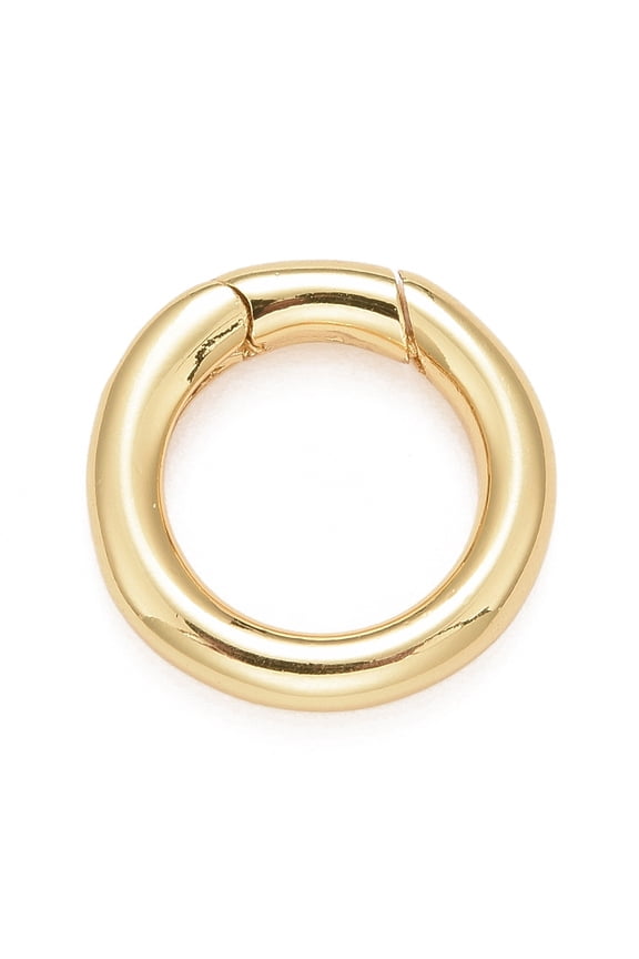 1pc Rack Plating Brass Spring Gate Rings Cadmium Free & Nickel Free & Lead Free Long-Lasting Plated Round Ring Real 18K golden Plated 14.5x2.5mm