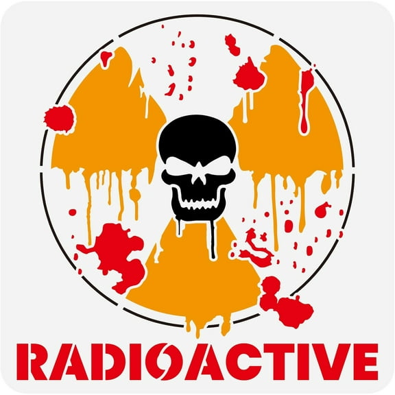 1pc Radioactive Stencil for Painting 11.8x11.8inch Radiation Hazard Warning Sign - Reusable Symbol for Wall Wood Furniture