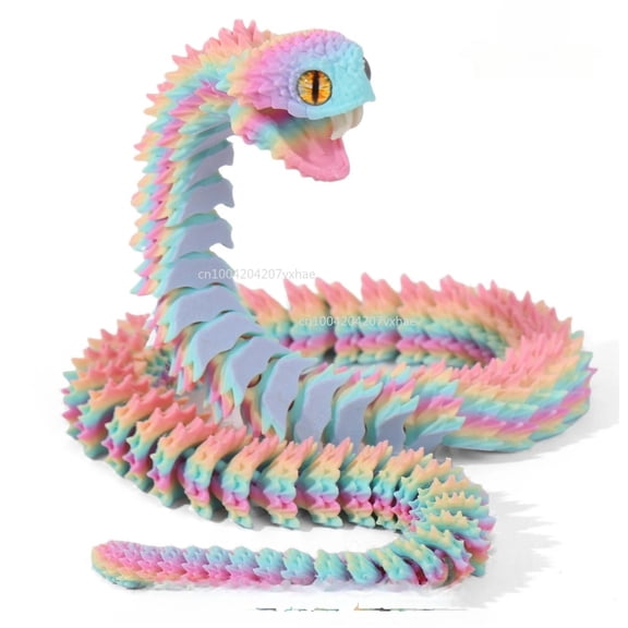 1pc Rainbow 2 3D Printed Snake Teeth Retractable Figurines Animal Model Fidget Desktop Snake Collectibles Home Desk Decor