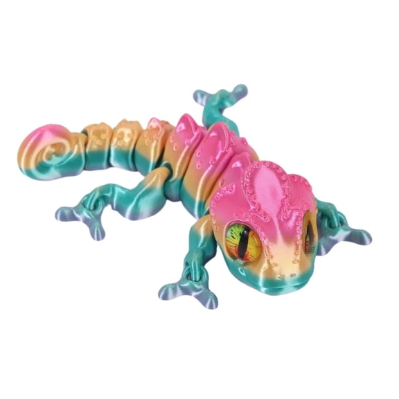 1pc Rainbow Candy Size: 9.8*5*5CM 3D Printed Fully Articulated Lizard Pet Model