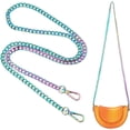 thumbnail image 1 of 1pc Rainbow Chain Strap 39 Inch Alloy Bag Chain Decorative Bag Handle Flat Bag Strap Handle Long Strap Replacement Purse Handles with Swivel Clasps for DIY DIY Women Bags Crafts Making, 1 of 6