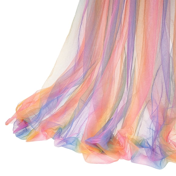 1pc Rainbow color Polyester Mesh Fabric for Dress Costumes Decoration Colorful 160x0.018cm