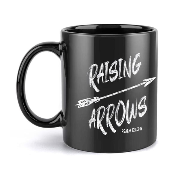 1pc Raising Arrows Coffee Mug 11oz Ceramic Cup with Bold RAISING ARROWS Text Black White Design Hot Cold Beverages Ideal Birthday or Holiday Coffee Bar Accessories Oz Mug Coffee Mu