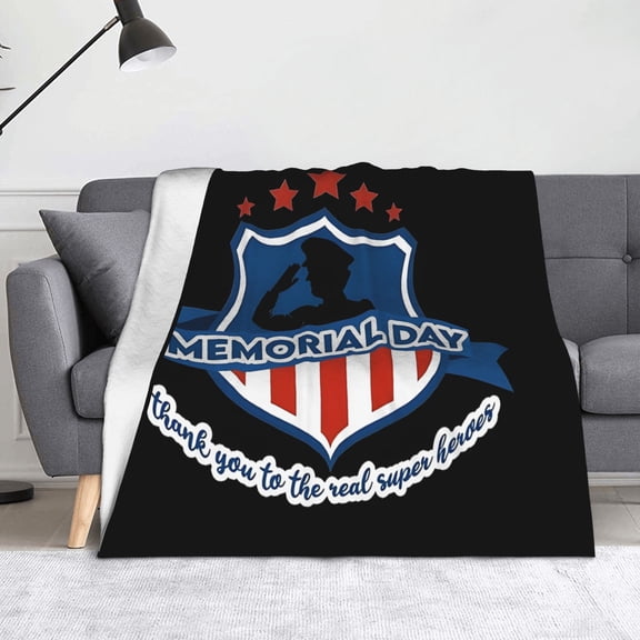1pc Memorial Day American Flag Blanket | All Season Breathable Ultra-Soft Throw Blankets for Car, Plush Thin Quilt, 152.4cm*127.0cm, Polyester, Machine Washable