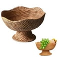 thumbnail image 1 of 1pc Rattan Fruit Bowl, Round Wicker Basket, Natural Pedestal Bowl for Fruit Bread Storage Organization, Dining Table Centerpiece, 5.1''x9.8''x5.9'', 1 of 9