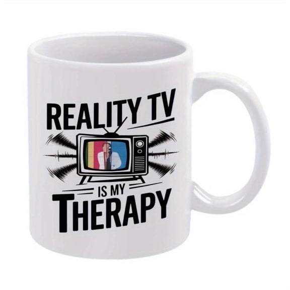 1pc Reality TV Therapy Funny Ceramic Mug 11oz 360ml Cartoon Character Coffee Cup with Reality TV is My Therapy Design Ideal Beverages Birthday Holiday Gifts Holiday Idea Cartoon Ch