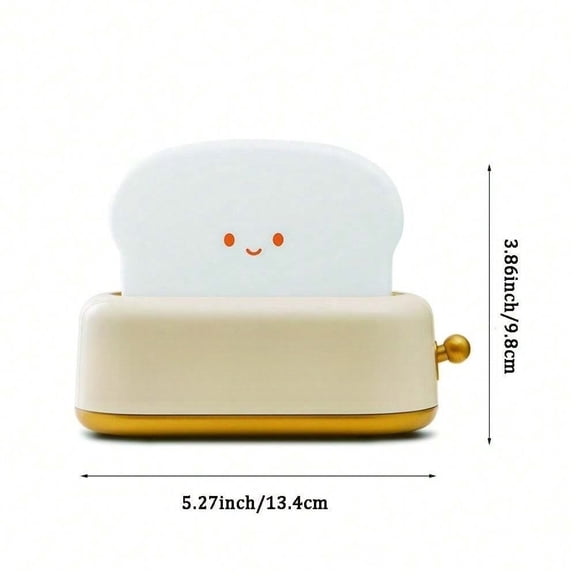 1pc Rechargeable Desk Lamp - Compact Smile Face Bread Cute Toaster Shape Room Decor Night Light - Perfect For Bedroom, Bedside, Living Room, Dining, Desk Decorations, Ideal Gift For Friends And