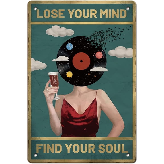 1pc Record Woman Music Vintage Metal Tin Sign Plaque Poster Retro Metal Wall Decorative Tin Signs 812inch for Home Kitchen Bar Coffee Shop Club Decoration