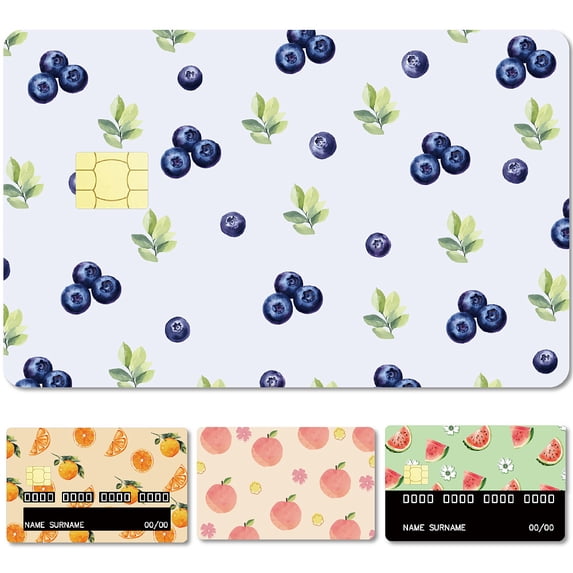 1pc Rectangle PVC Plastic Waterproof Card Stickers Self-adhesion Card Skin for Bank Card Decor Fruit 186x137mm