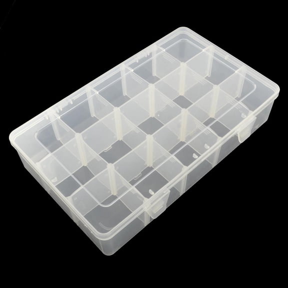 1pc Rectangle Plastic Bead Storage Containers Adjustable Dividers Box 15 Compartments White 16.5x27.5x5.5cm