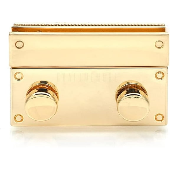 1pc Rectangle Press Lock Clasp Bag Closure Squeeze Turn Lock Leathercraft Purse Making Accessories SC38 (2 Inches, Gold)