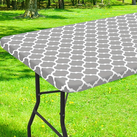 1pc Rectangular Moroccan Table Runner Vinyl Elastic Fitted Tablecloth Wipeable Vinyl Tablecloth, Suitable for Christmas, New Year, Outdoor, Party Use,6FT/76*183cm