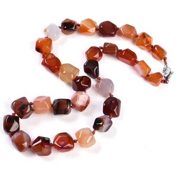 1pc Red Agate Nuggets Beaded Necklaces for Women Men 20.08~21.26 inch(51~54cm)